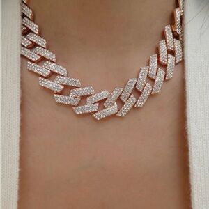 Elegant Rose Gold Cuban Necklace 16inch
